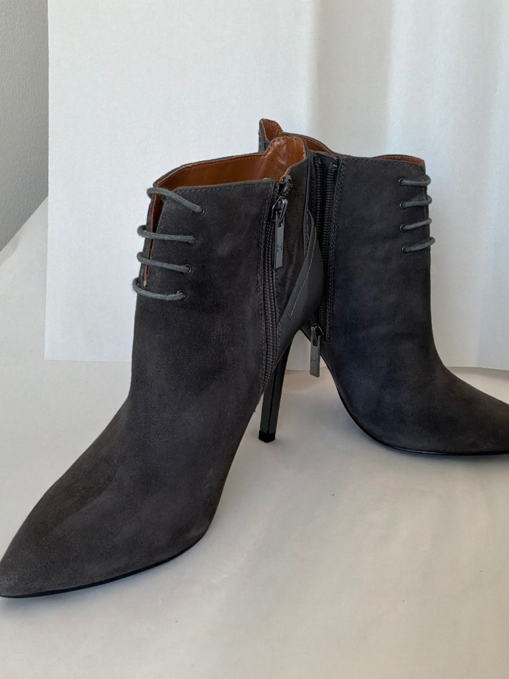 H by Halston “Irene” Grey Suede Stiletto Ankle Boots - Size 7